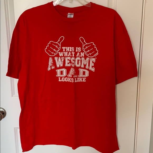 Gildan Other - Awesome Dad Graphic T-Shirt Red 2XL NWT Father’s Day Gift Tee